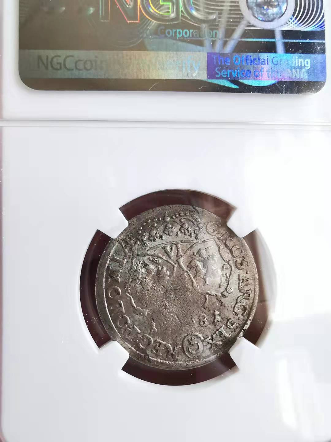 凡希社世界钱币微拍第一百六十九期 1681波兰王国6格罗申银NGC-AU55