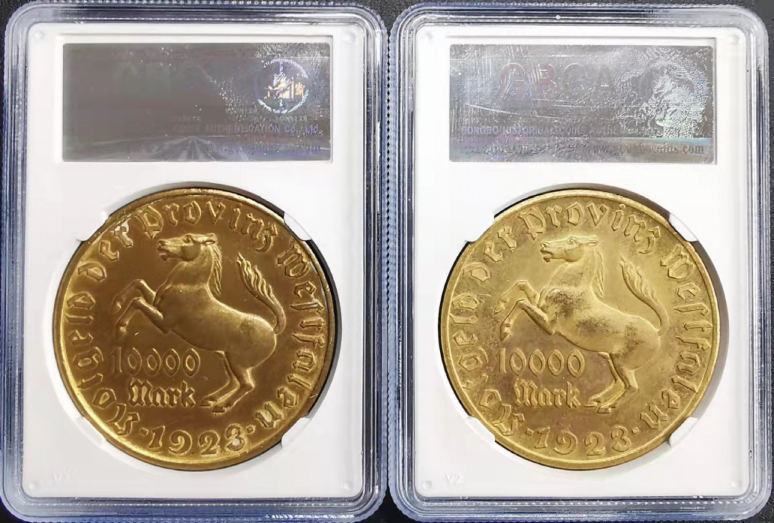 凡希社世界钱币微拍第一百六十九期 威斯特伐利亚马币10000马克一对UNC