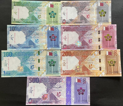 小福收藏团购第42期 卡塔尔 2020年全套面值 1 5 10  50 100 200 500里亚尔 精美纸币 