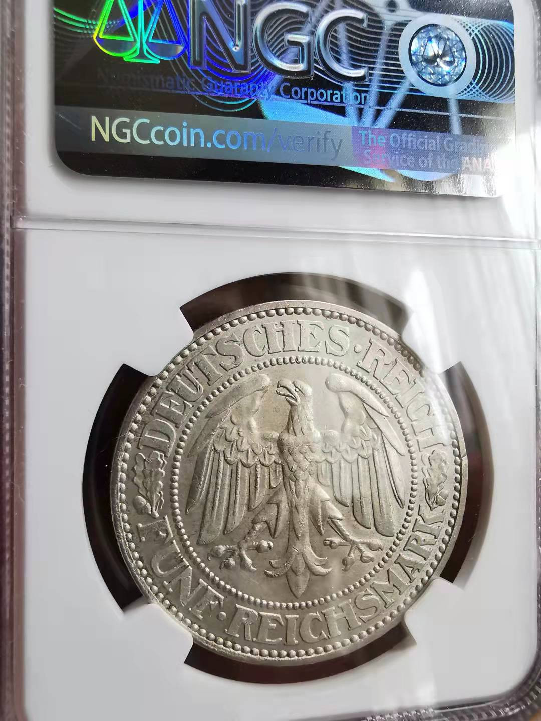 凡希社世界钱币微拍第一百六十九期 1927A魏玛德国橡树5马克NGC-MS64