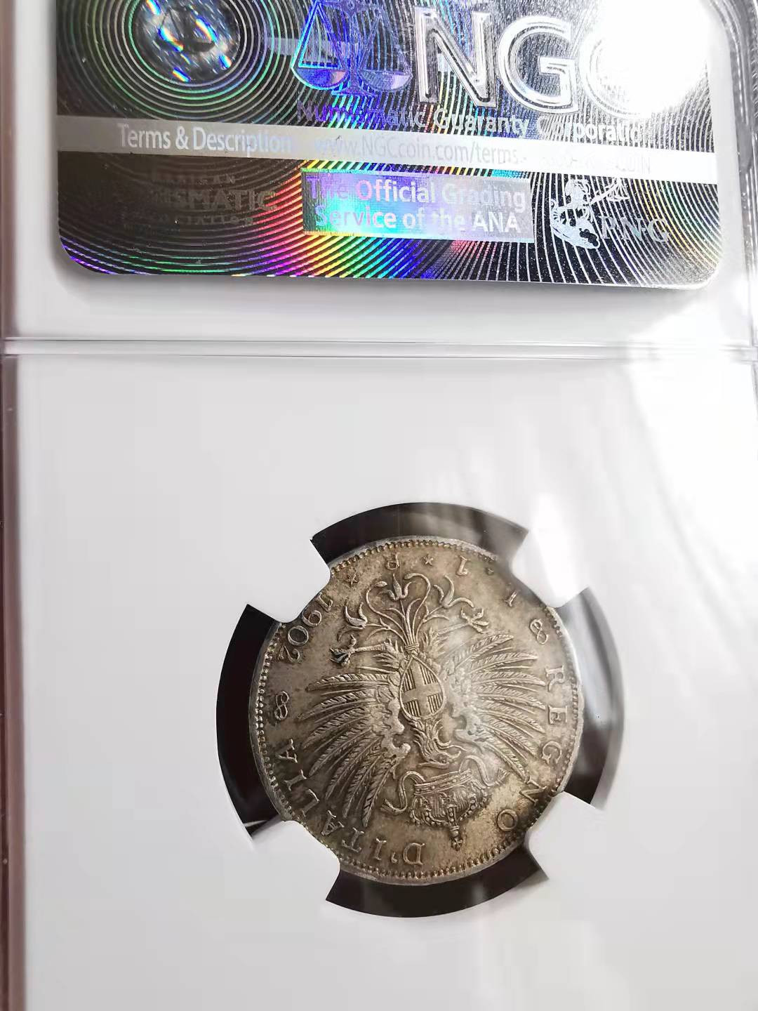 凡希社世界钱币微拍第一百六十九期 1902R意大利曼努埃尔里拉NGC-MS62黄光！