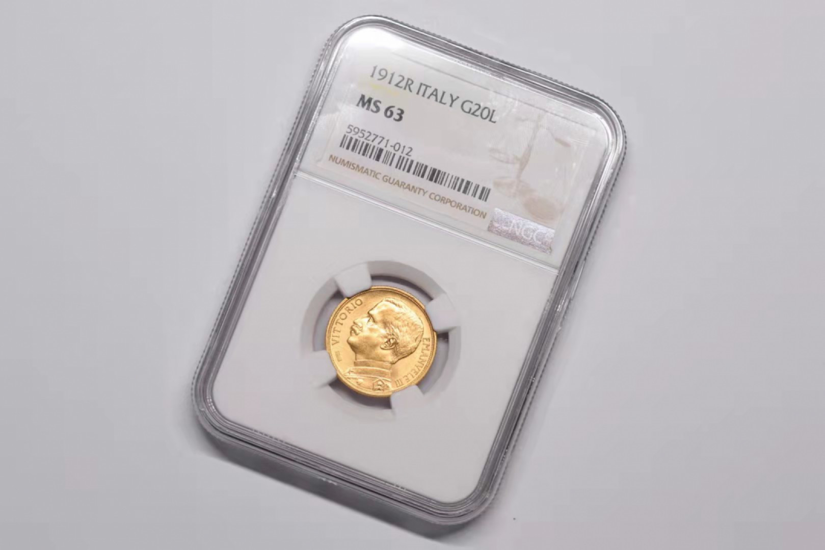 凡希社世界钱币微拍第一百六十九期 稀！1912意大利丰收女神20里拉金币NGC-MS63稀有品种！
