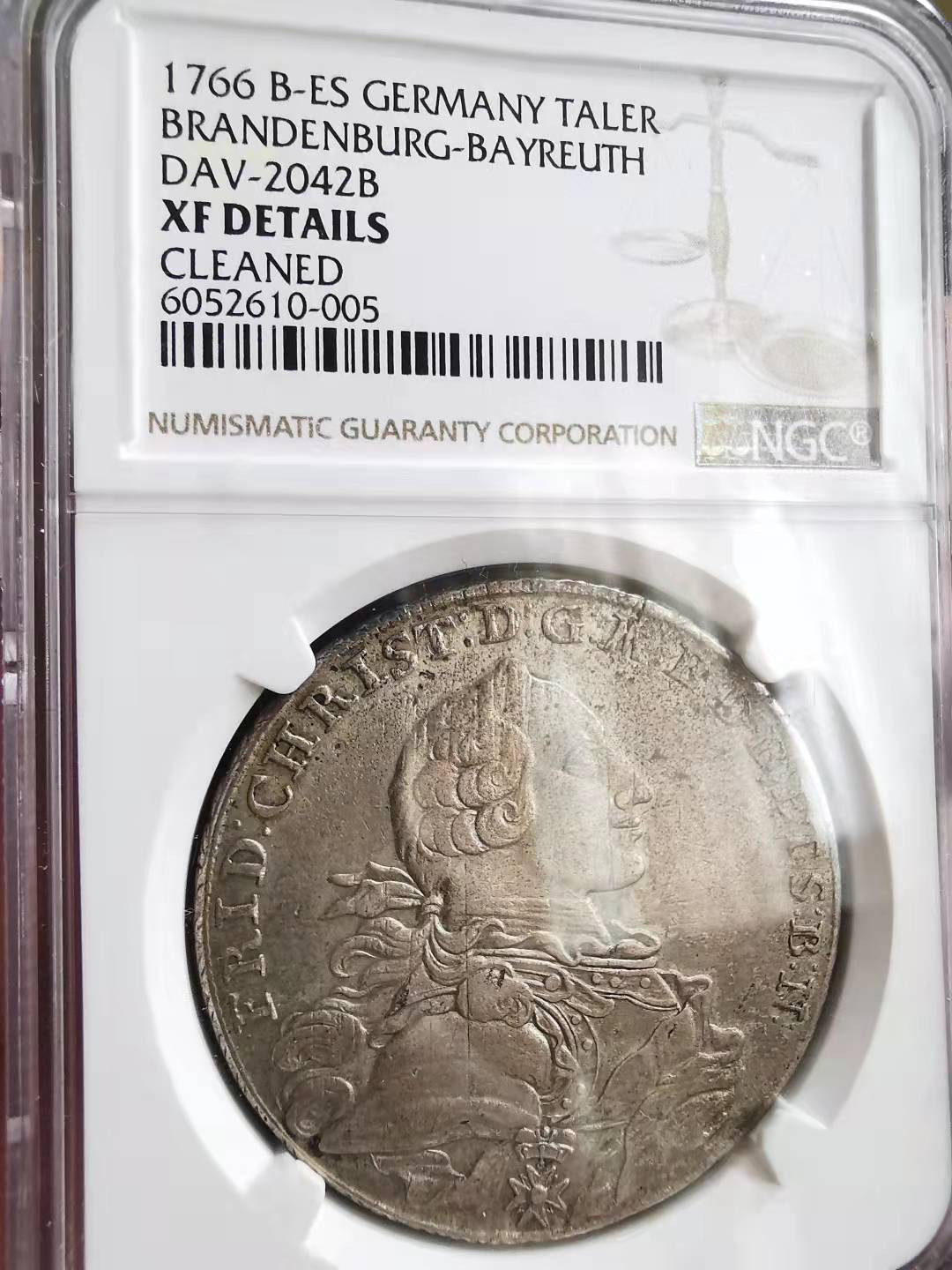 凡希社世界钱币微拍第一百六十九期 1766勃兰登堡泰勒大银NGC-XFD