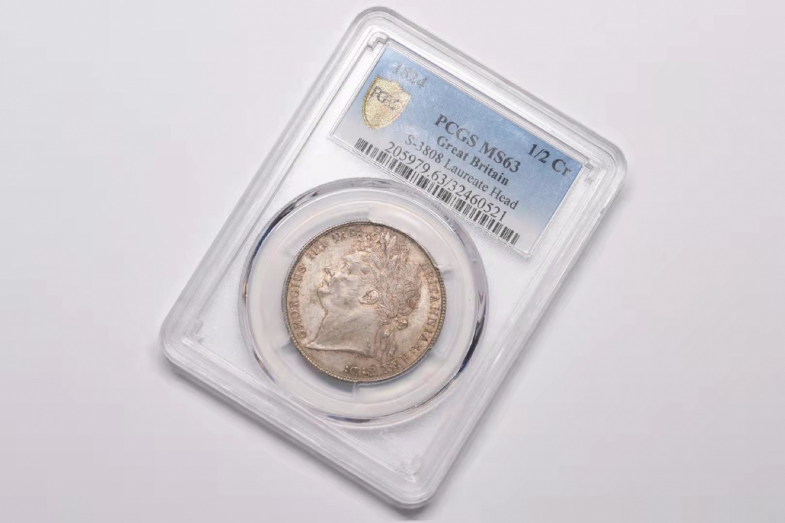 凡希社世界钱币微拍第一百六十九期 荐！1824乔四1/2克朗PCGS-MS63粉彩极赞！