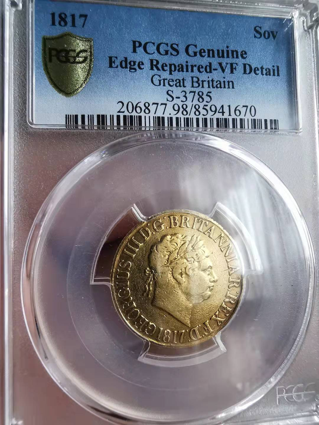 凡希社世界钱币微拍第一百六十九期 1817乔三索维林金币PCGS-VFD