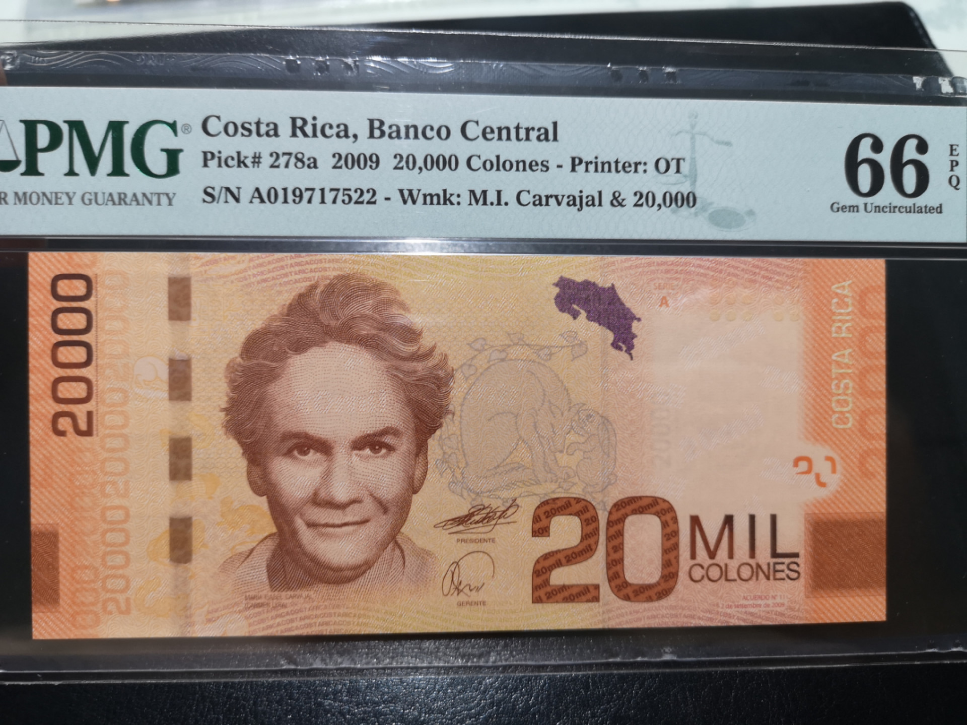 《外钞收藏家》第一百二十五期拍卖 2009年哥斯达黎加2万 PMG66 A冠