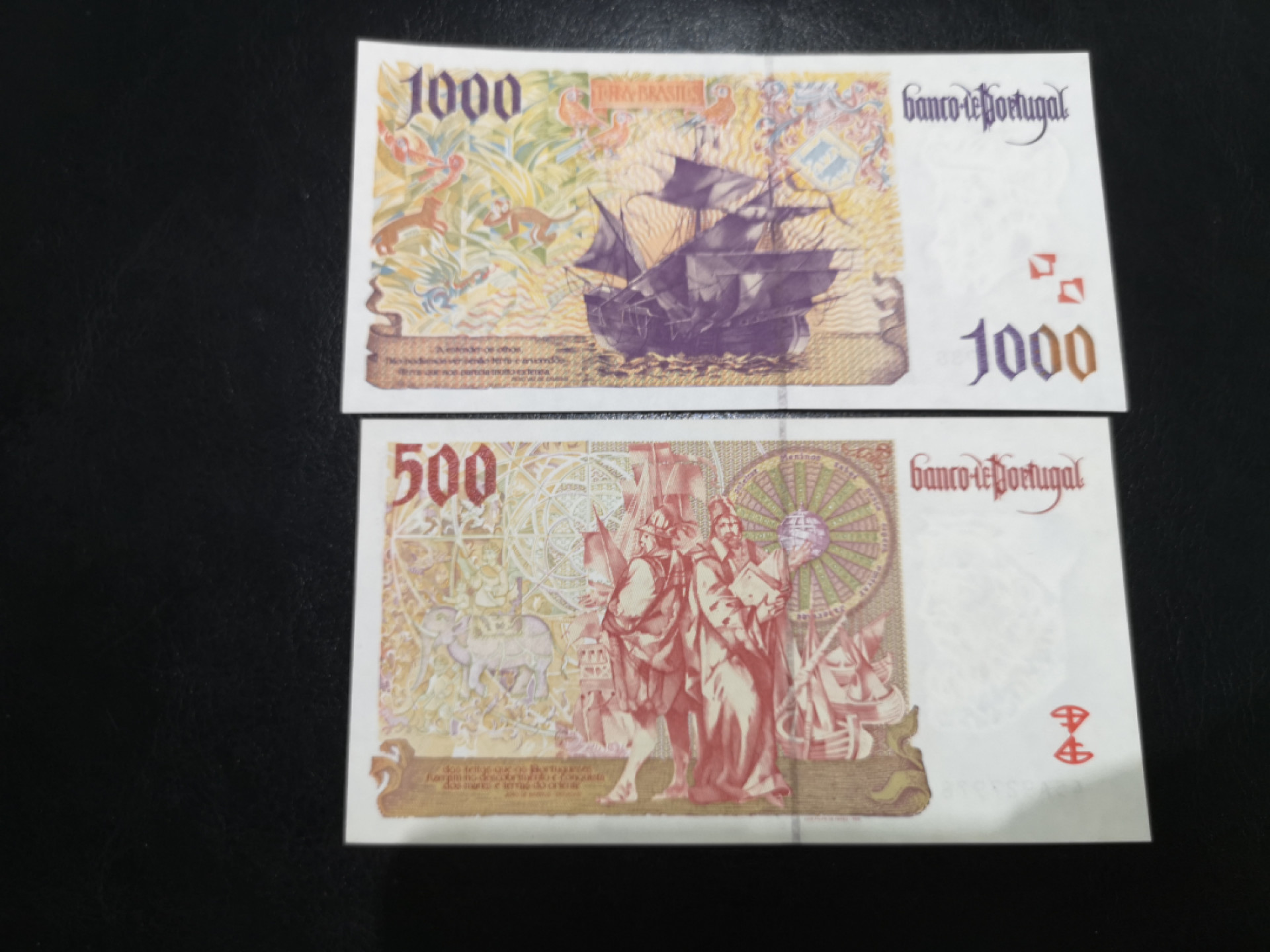 《外钞收藏家》第一百二十五期拍卖 1998年葡萄牙1000全新 1997年500 AU 两张一起