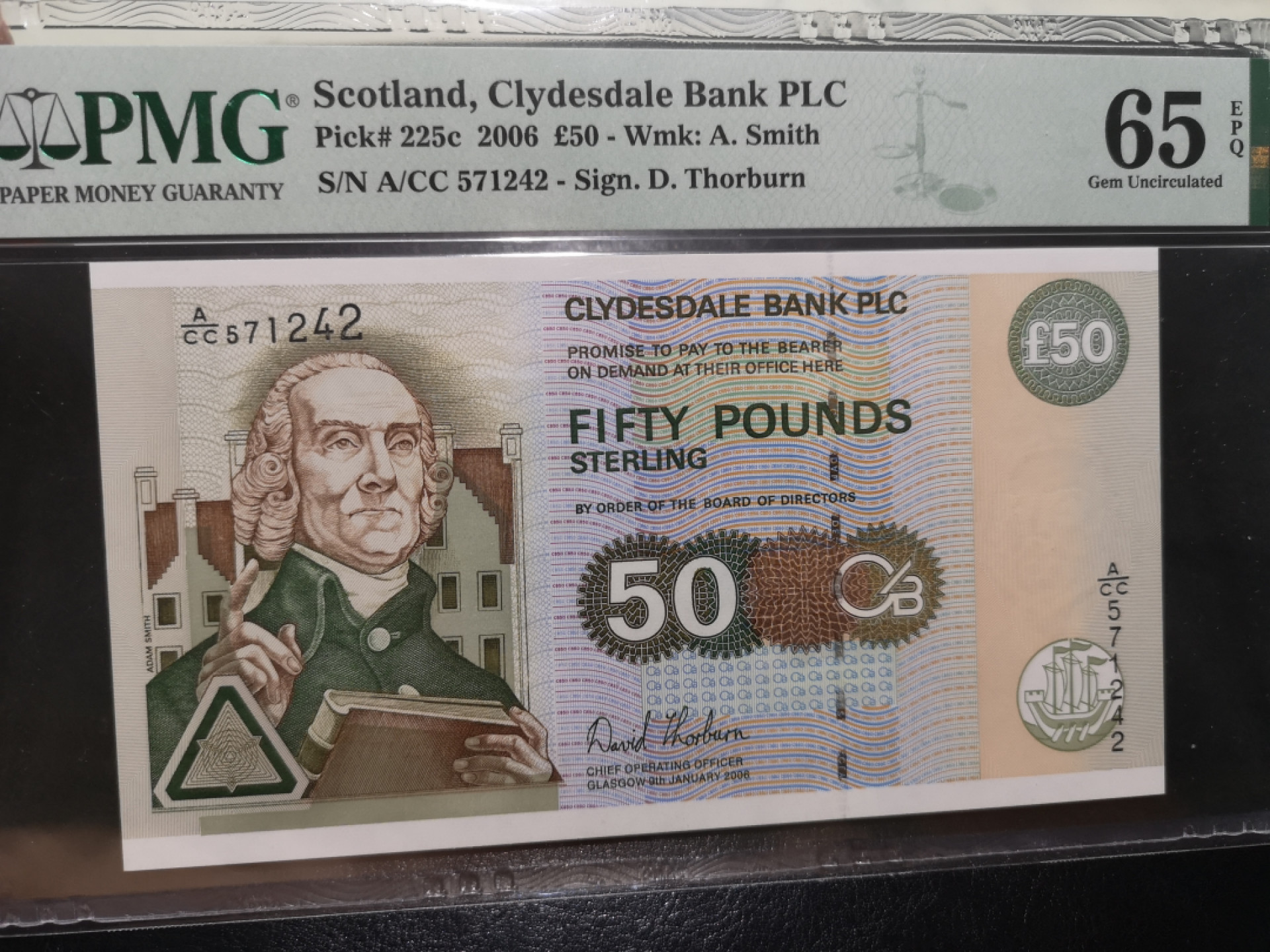 《外钞收藏家》第一百二十五期拍卖 2006苏格兰50镑 克莱斯勒银行 PMG65