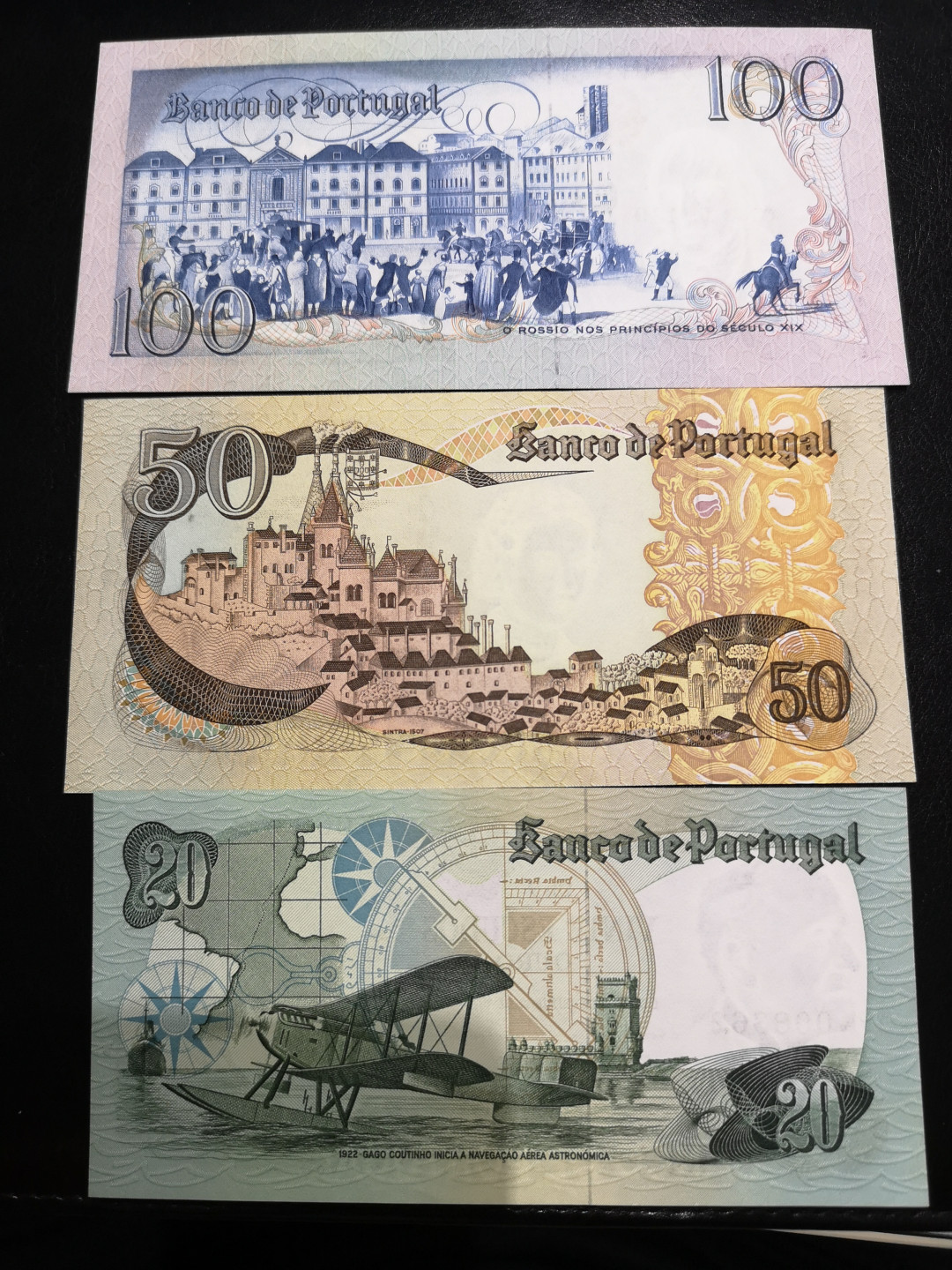 《外钞收藏家》第一百二十五期拍卖 葡萄牙1984年100、1978年20 全新 19080年50 AU 三张一起