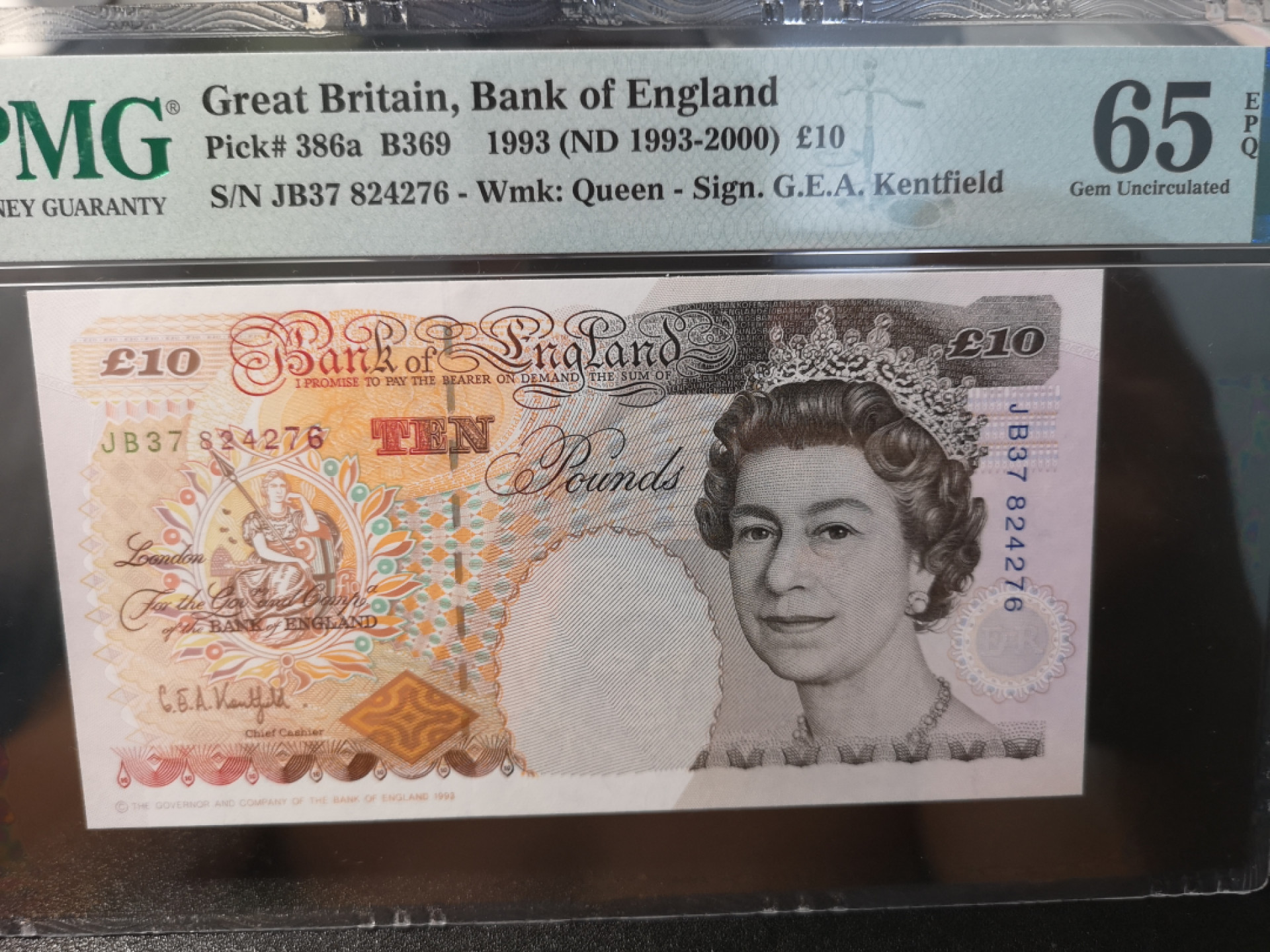 《外钞收藏家》第一百二十六期拍卖 1993年英国E序列 10镑 PMG65