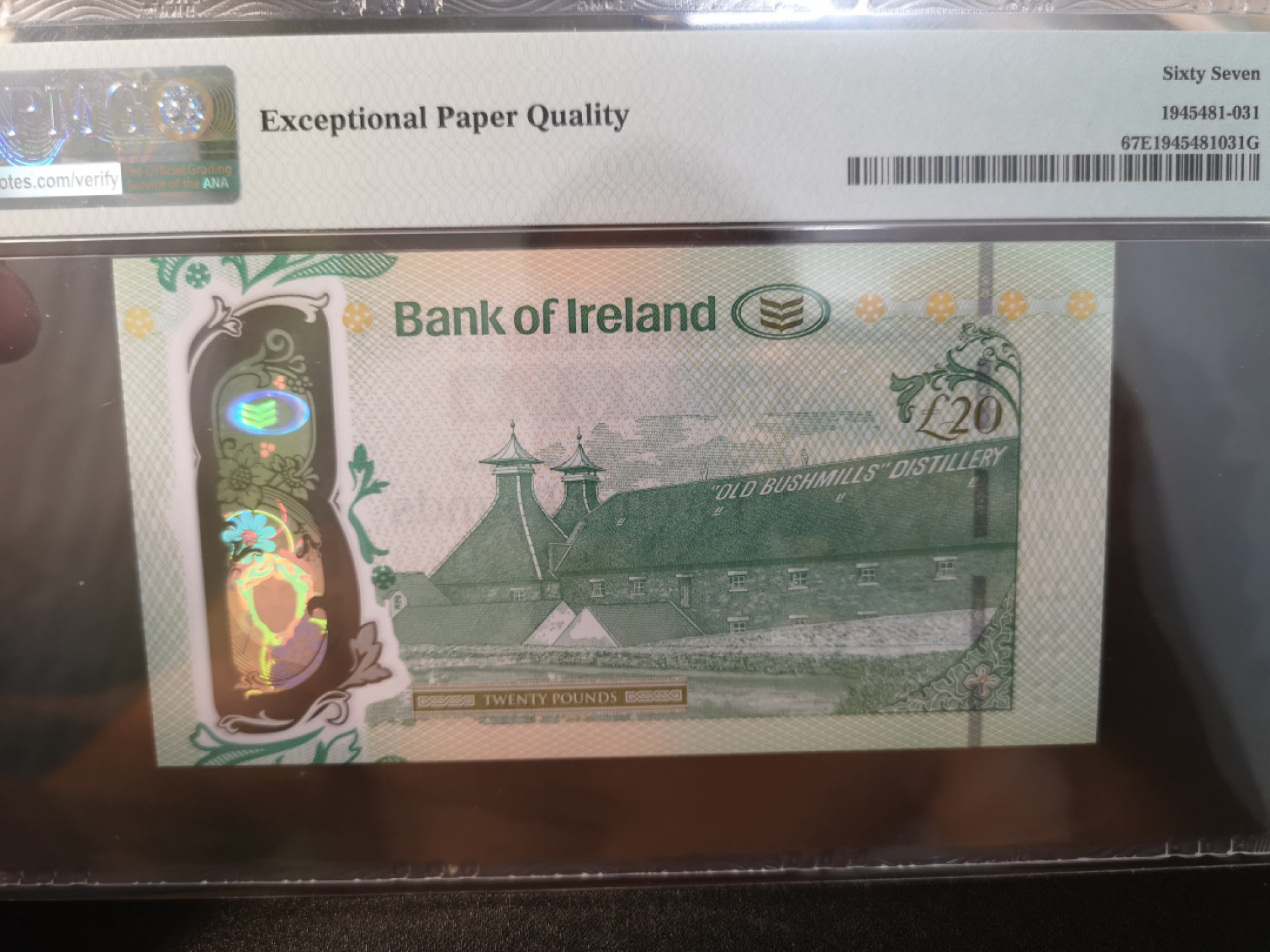 《外钞收藏家》第一百二十六期拍卖 2017年北爱尔兰20镑 PMG67 无47尾8