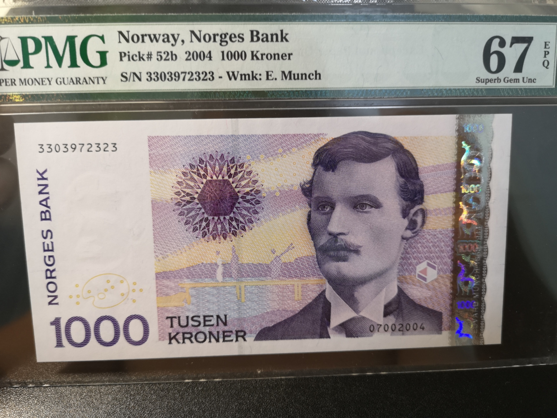 《外钞收藏家》第一百二十六期拍卖 2004年挪威1000克朗 PMG67