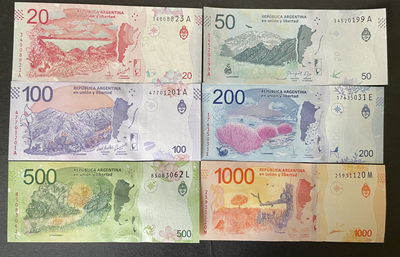 小福收藏团购第49期    阿根廷2015-20年版  20 50 100 200 500 1000比索  美洲精美纸币