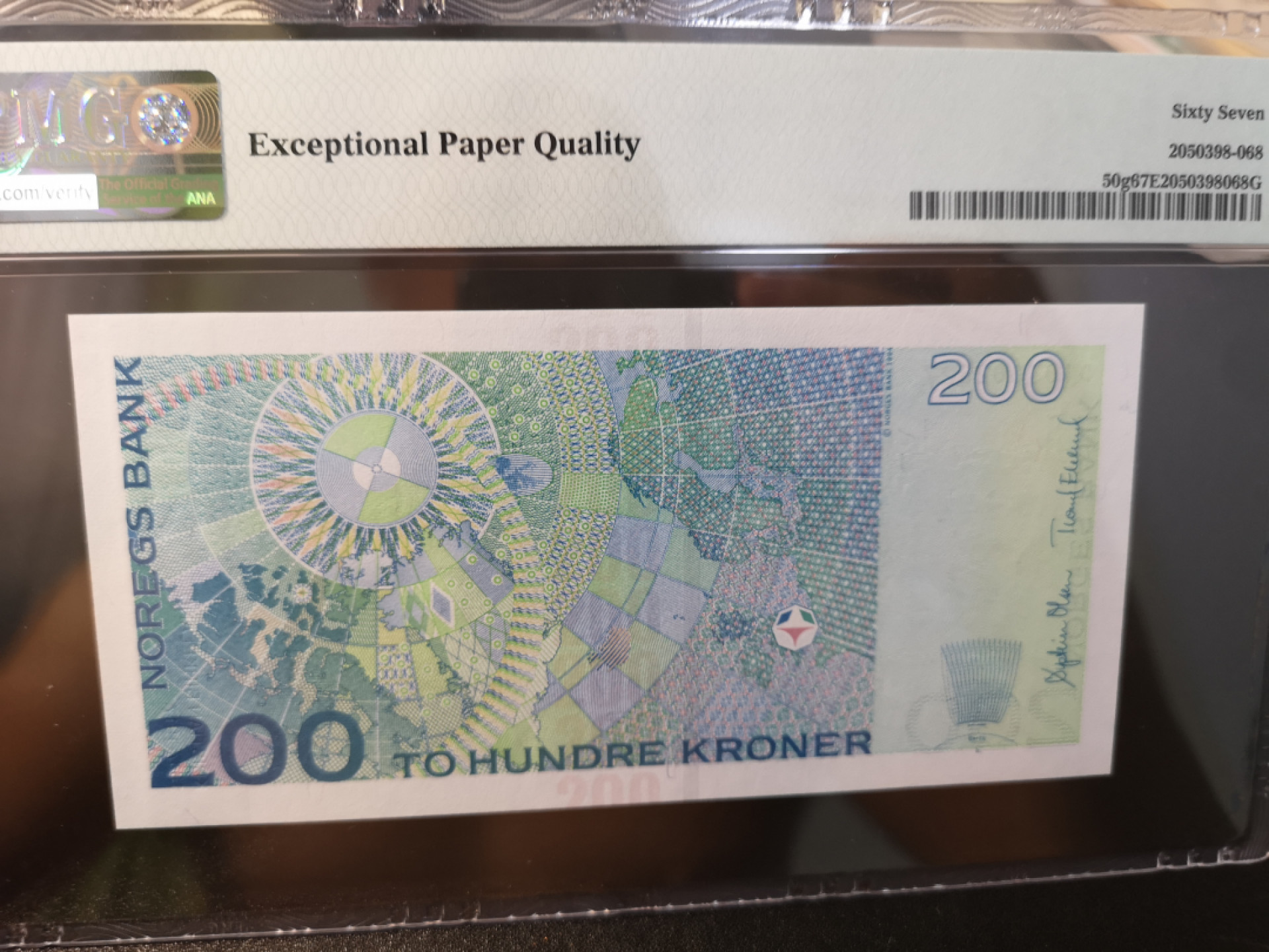 《外钞收藏家》第一百二十六期拍卖 2014年挪威200克朗 PMG67