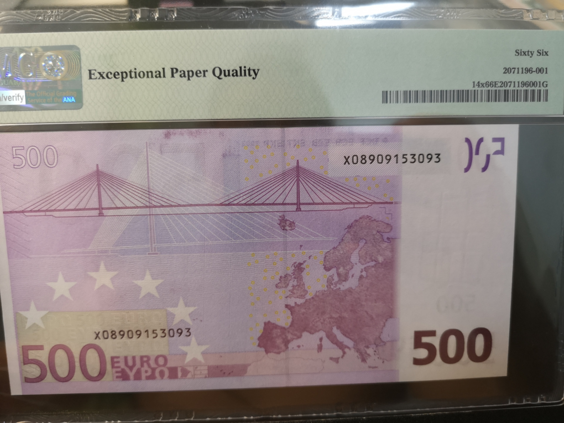 《外钞收藏家》第一百二十六期拍卖 2002年欧元二签500元无47 PMG66