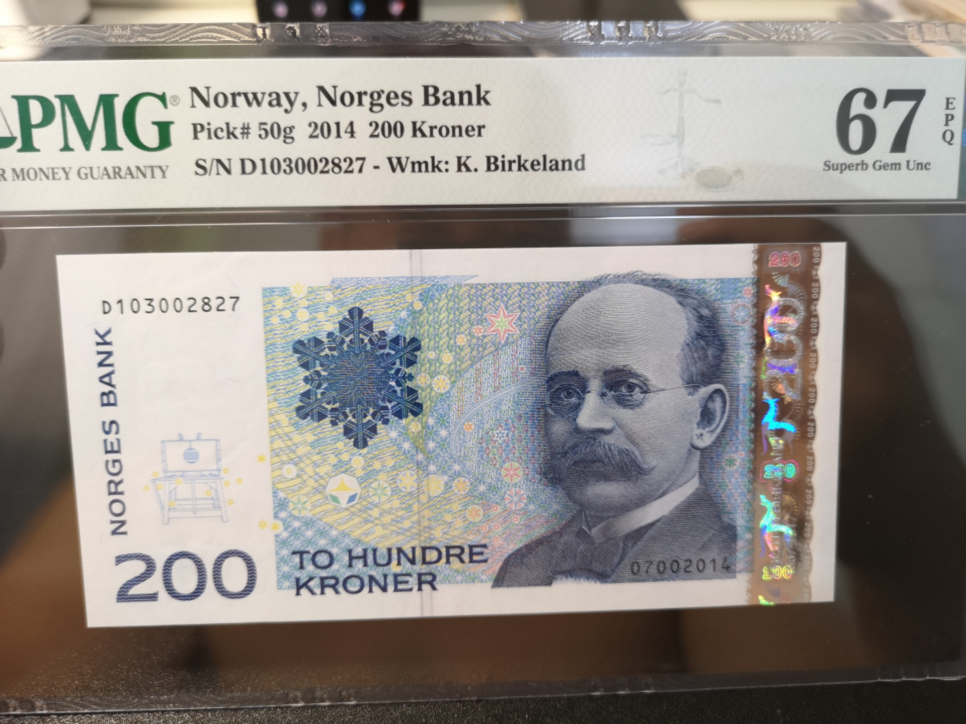 《外钞收藏家》第一百二十六期拍卖 2014年挪威200克朗 PMG67