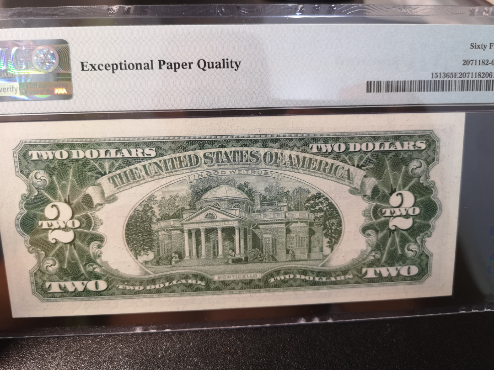 《外钞收藏家》第一百二十六期拍卖 1963年2美元 红库印  PMG65