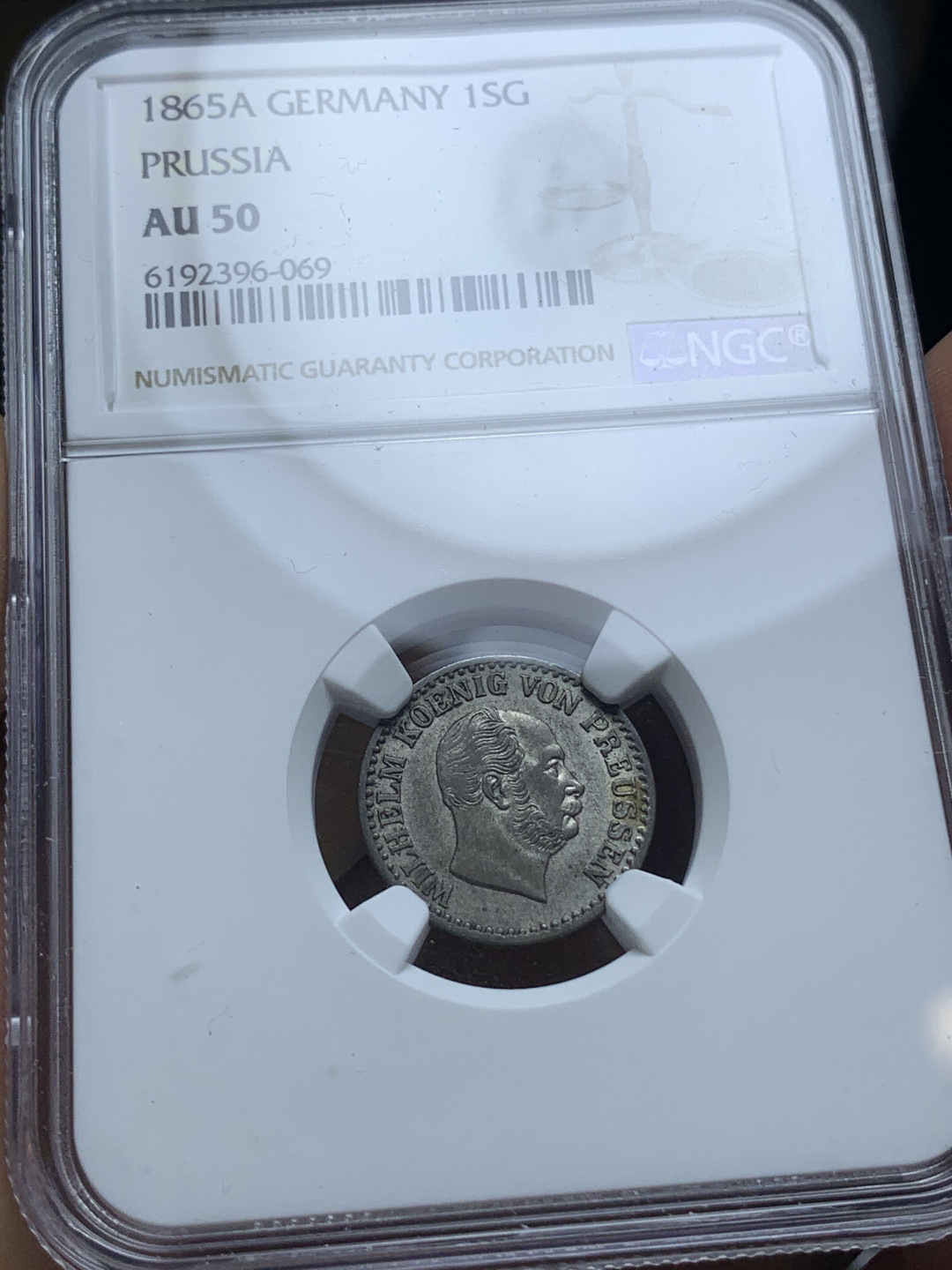 《竞宝斋》钱币微拍-第4场（0佣金包邮） NGC-AU50 德国普鲁士威廉一世 1865年 1G 银币