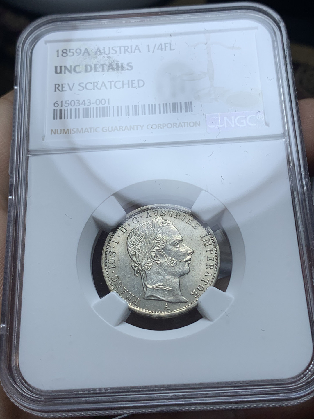 《竞宝斋》钱币微拍-第4场（0佣金包邮） 1859奥匈帝国弗朗茨一世1/4弗洛林银币