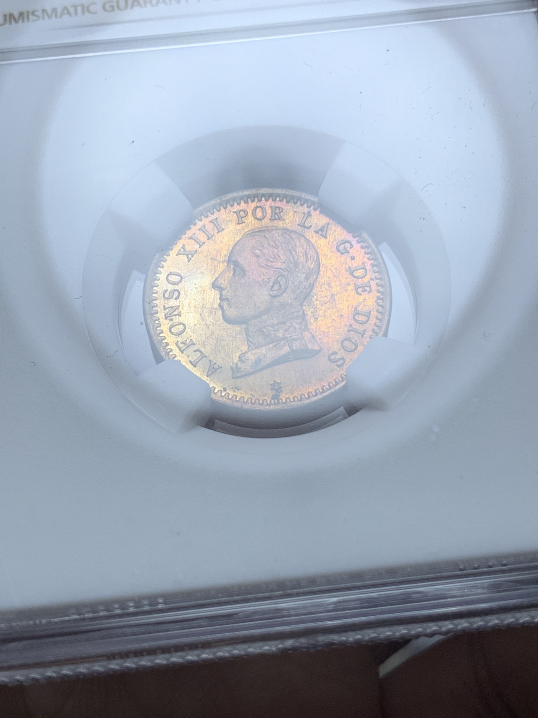 《竞宝斋》钱币微拍-第4场（0佣金包邮） NGC-MS63 西班牙1911年 阿方索十三世 2分 原光铜币