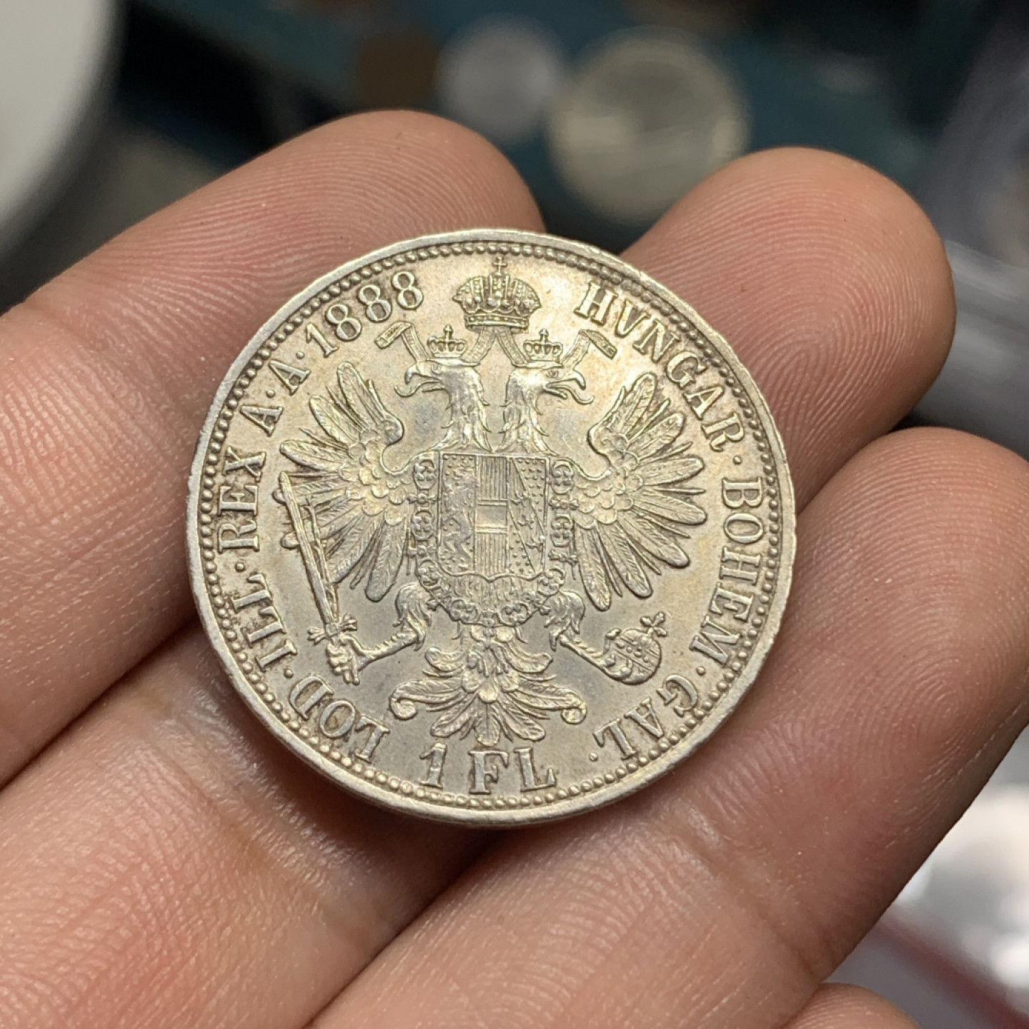 《竞宝斋》钱币微拍-第4场（0佣金包邮） 奥匈帝国好品 1888年发财年份 1福林 银币 银币重量：12.3 g 直径： 29.2mm