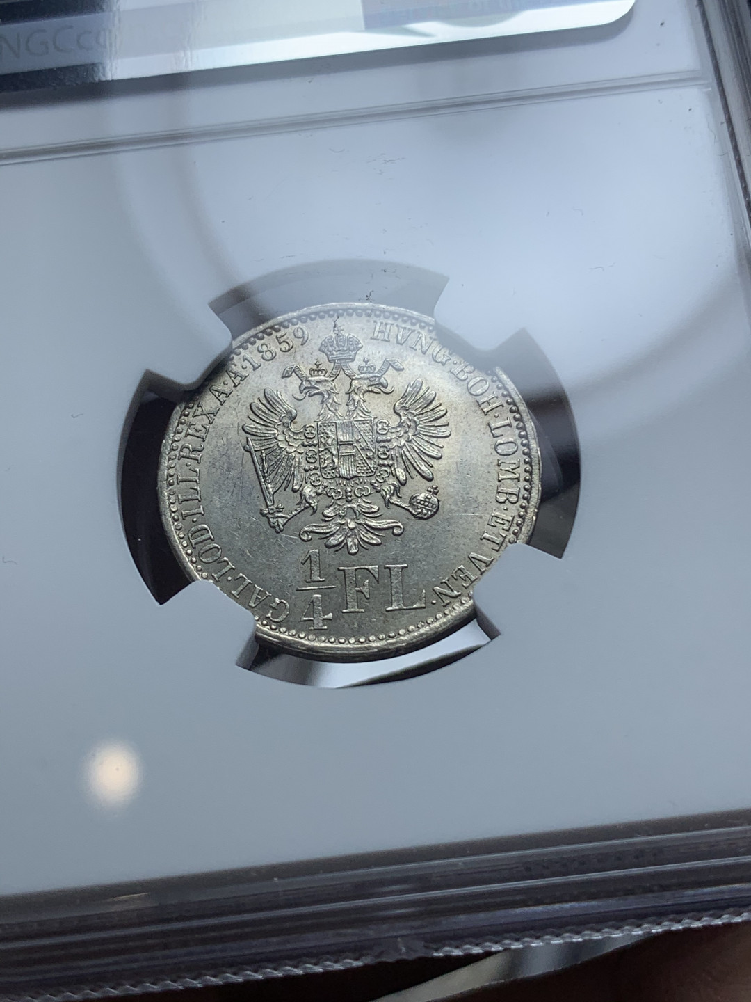 《竞宝斋》钱币微拍-第4场（0佣金包邮） 1859奥匈帝国弗朗茨一世1/4弗洛林银币