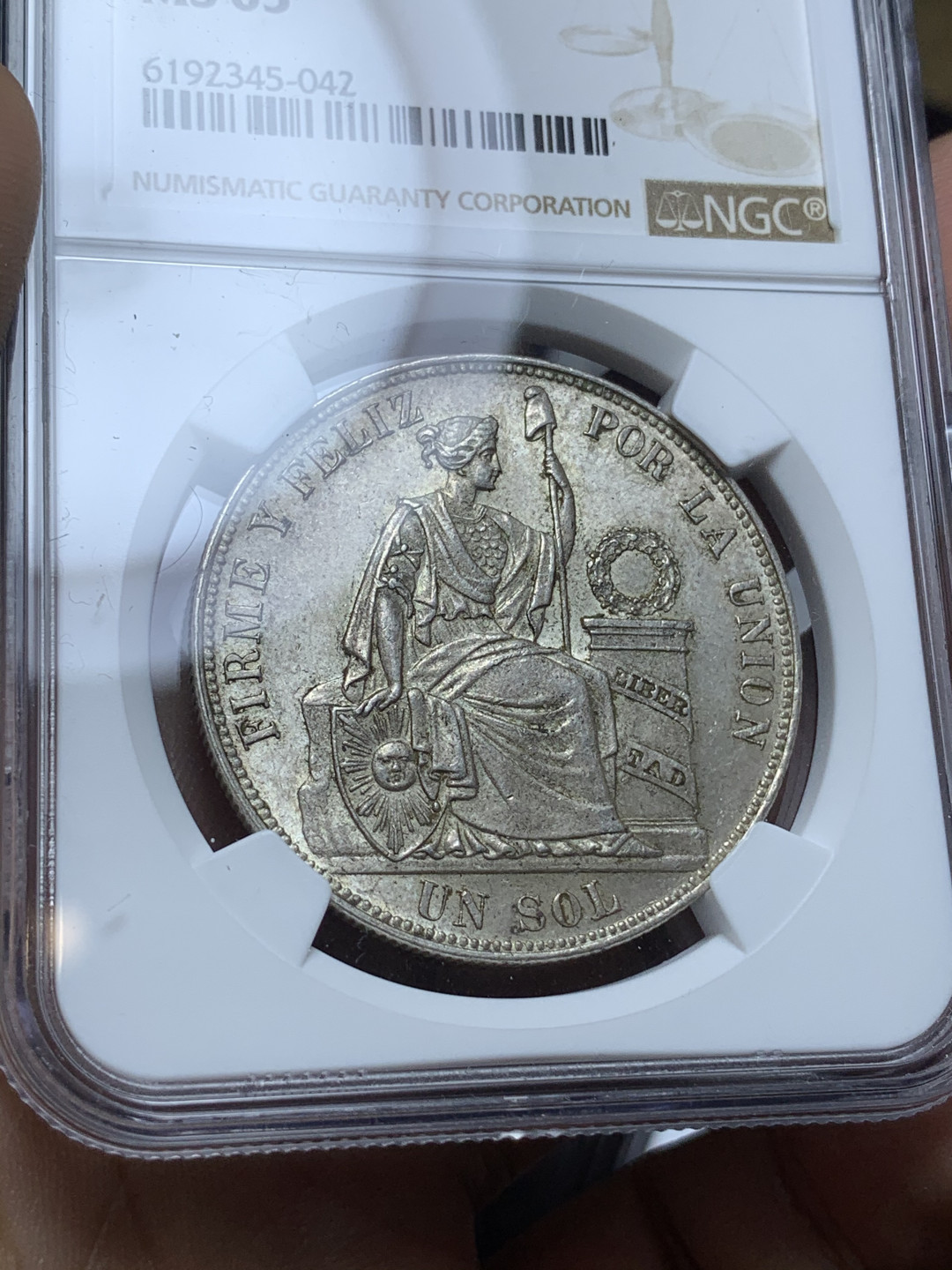 《竞宝斋》钱币微拍-第4场（0佣金包邮） NGC-MS63 秘鲁1887年TF 1索尔 原味原光 大银币