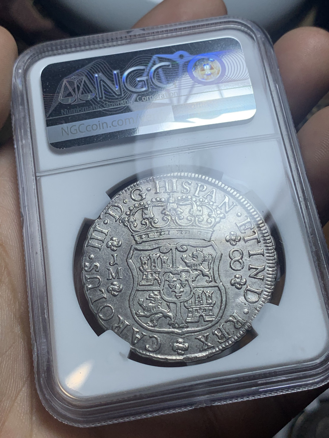 《竞宝斋》钱币微拍-第4场（0佣金包邮） NGC-VF30 秘鲁1767年JM 卡三地球双柱 8R 大银币 低评