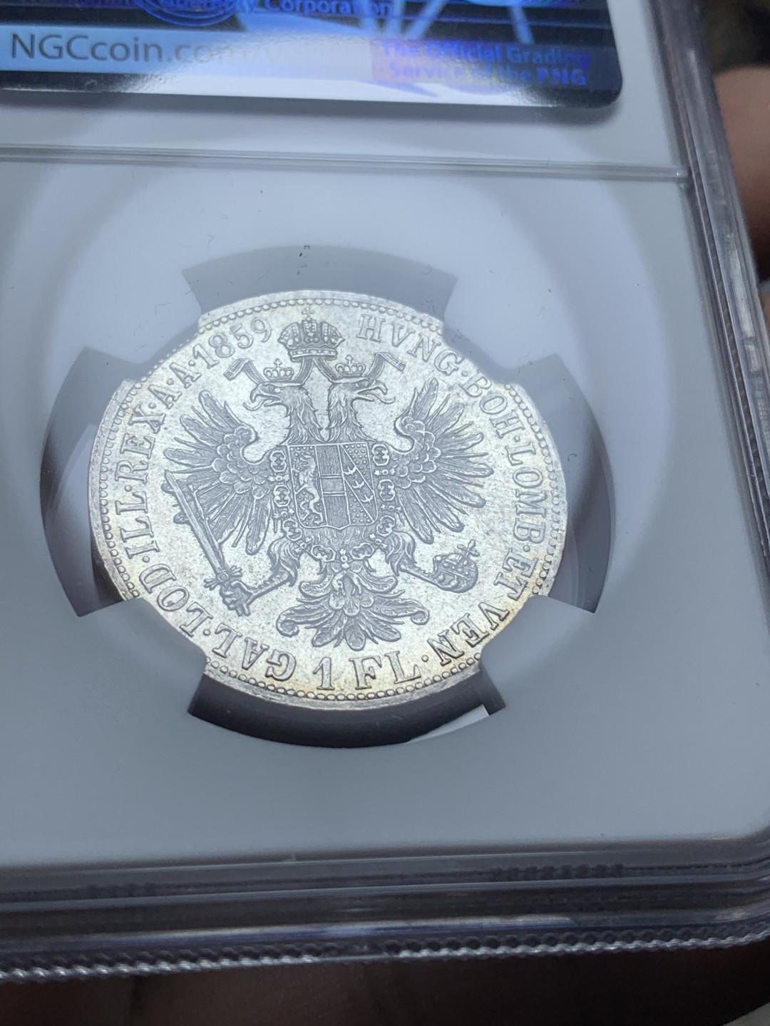 《竞宝斋》钱币微拍-第4场（0佣金包邮） 1859奥匈帝国弗朗茨一世1弗洛林银币