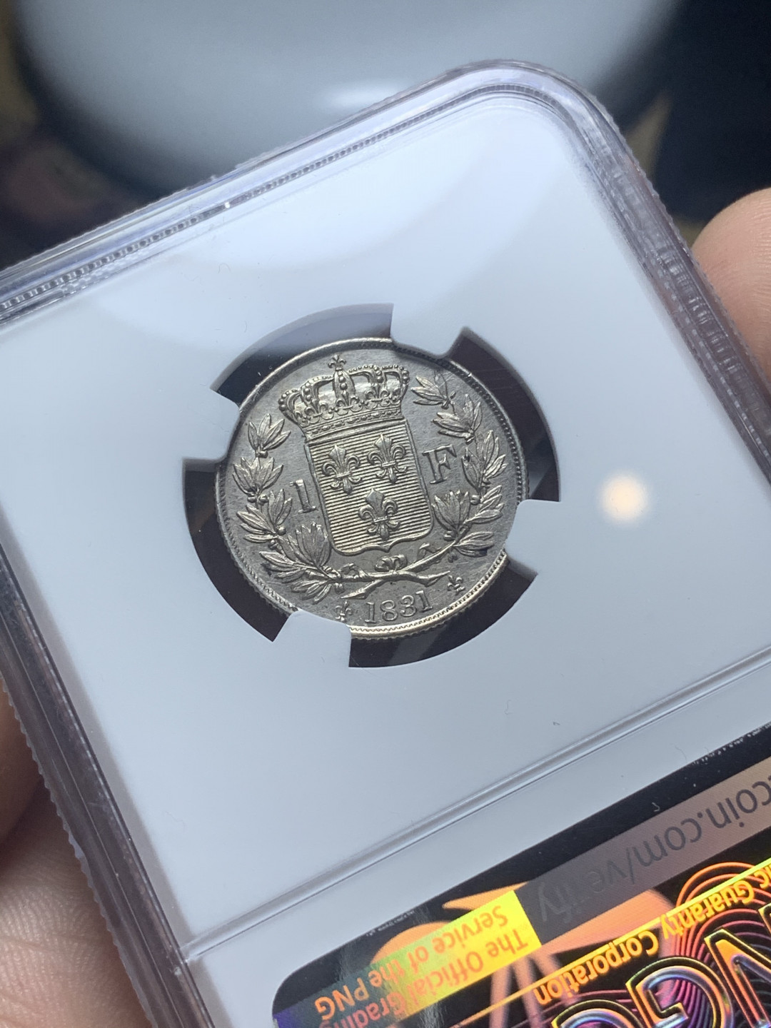 《竞宝斋》钱币微拍-第4场（0佣金包邮） NGC-UNC 法国 1831年 亨利五世 1法郎 银币 稀少品种