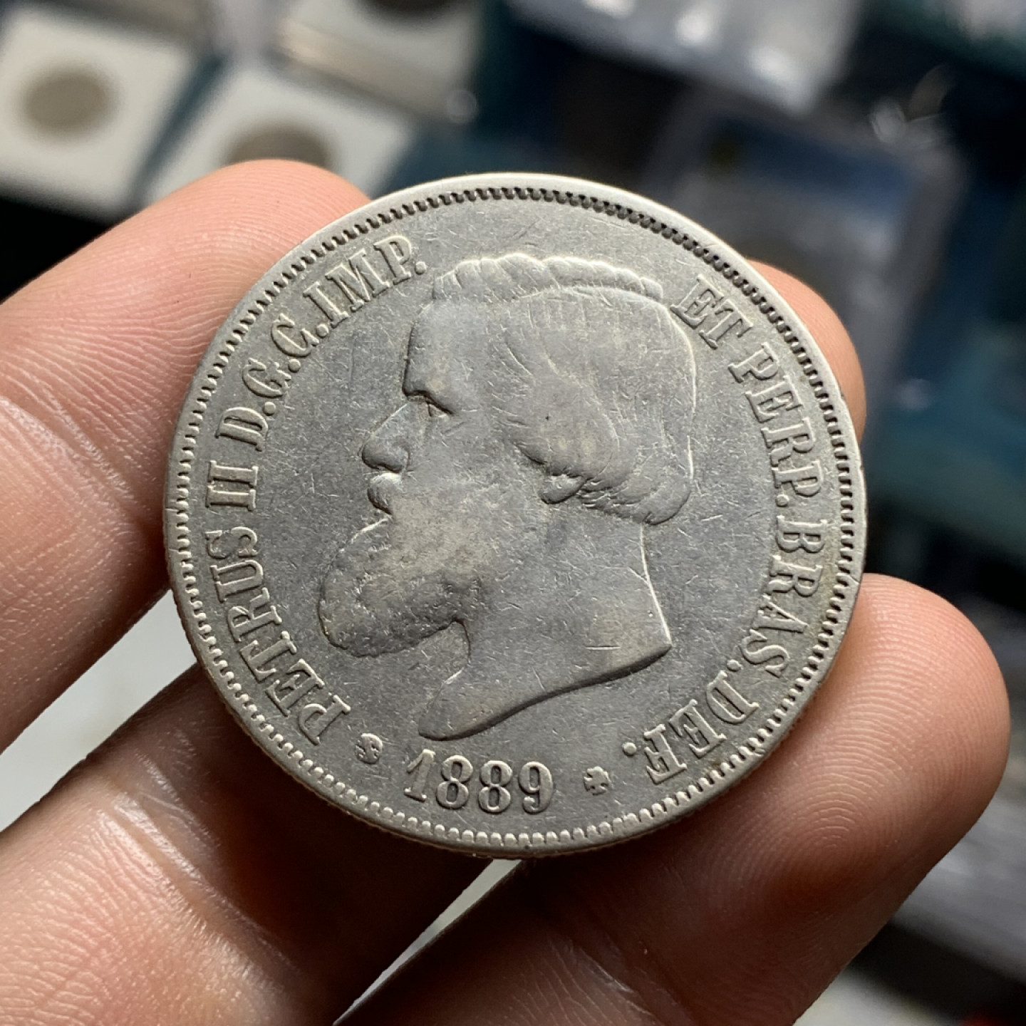 《竞宝斋》钱币微拍-第4场（0佣金包邮） 1889年葡属巴西2000里斯银币 重量：25.4 g 直径：37.2 mm