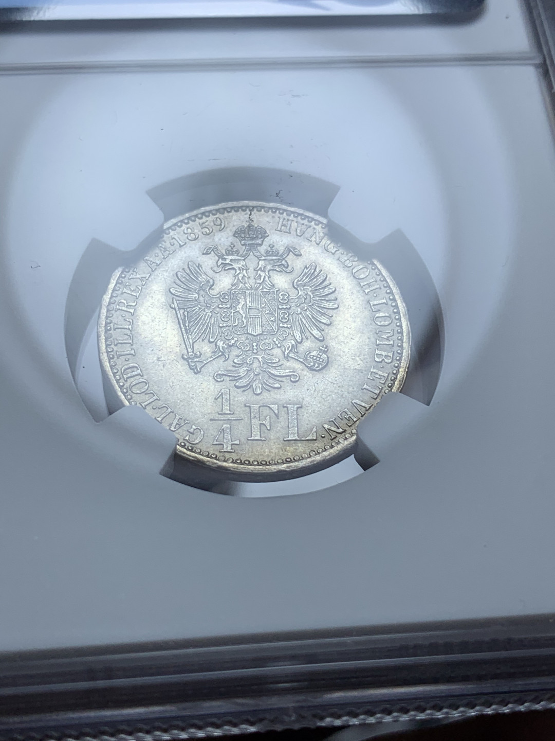 《竞宝斋》钱币微拍-第4场（0佣金包邮） 1859奥匈帝国弗朗茨一世1/4弗洛林银币