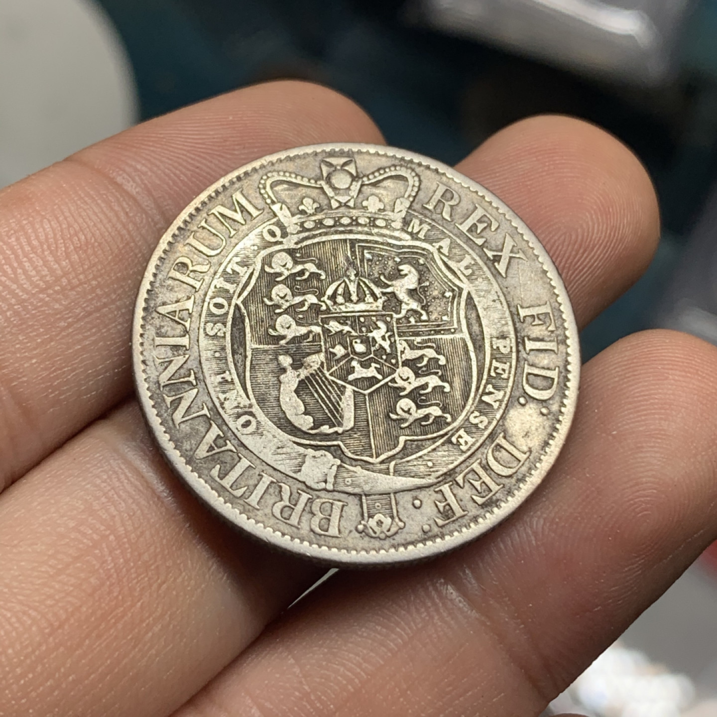 《竞宝斋》钱币微拍-第4场（0佣金包邮） 英国原味乔三 1819年 1/2克朗 银币 银币重量：13.7 g 直径：32.1 mm