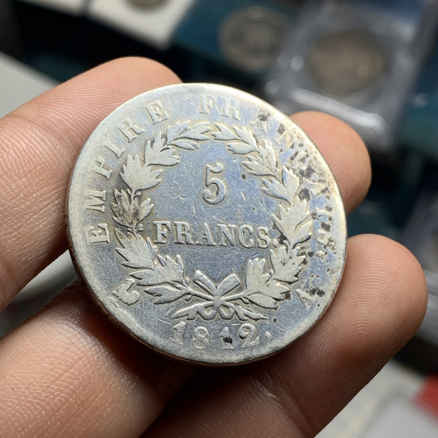 《竞宝斋》钱币微拍-第4场（0佣金包邮） 法国1812年 拿破仑5法郎银币 重量：24.6 g 直径：37.2 mm