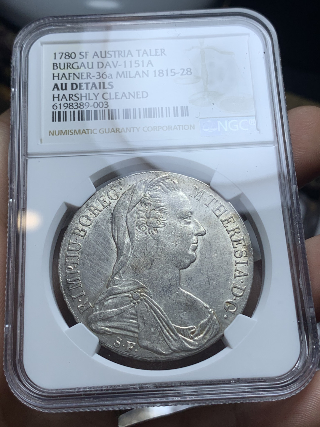 《竞宝斋》钱币微拍-第4场（0佣金包邮） 奥匈帝国大奶妈银币，早期米兰厂大扣版本，实际铸造年份为1815-1828年间，Hafner目录编号H36a，达文波特目录编号Dav1151，不容错过。