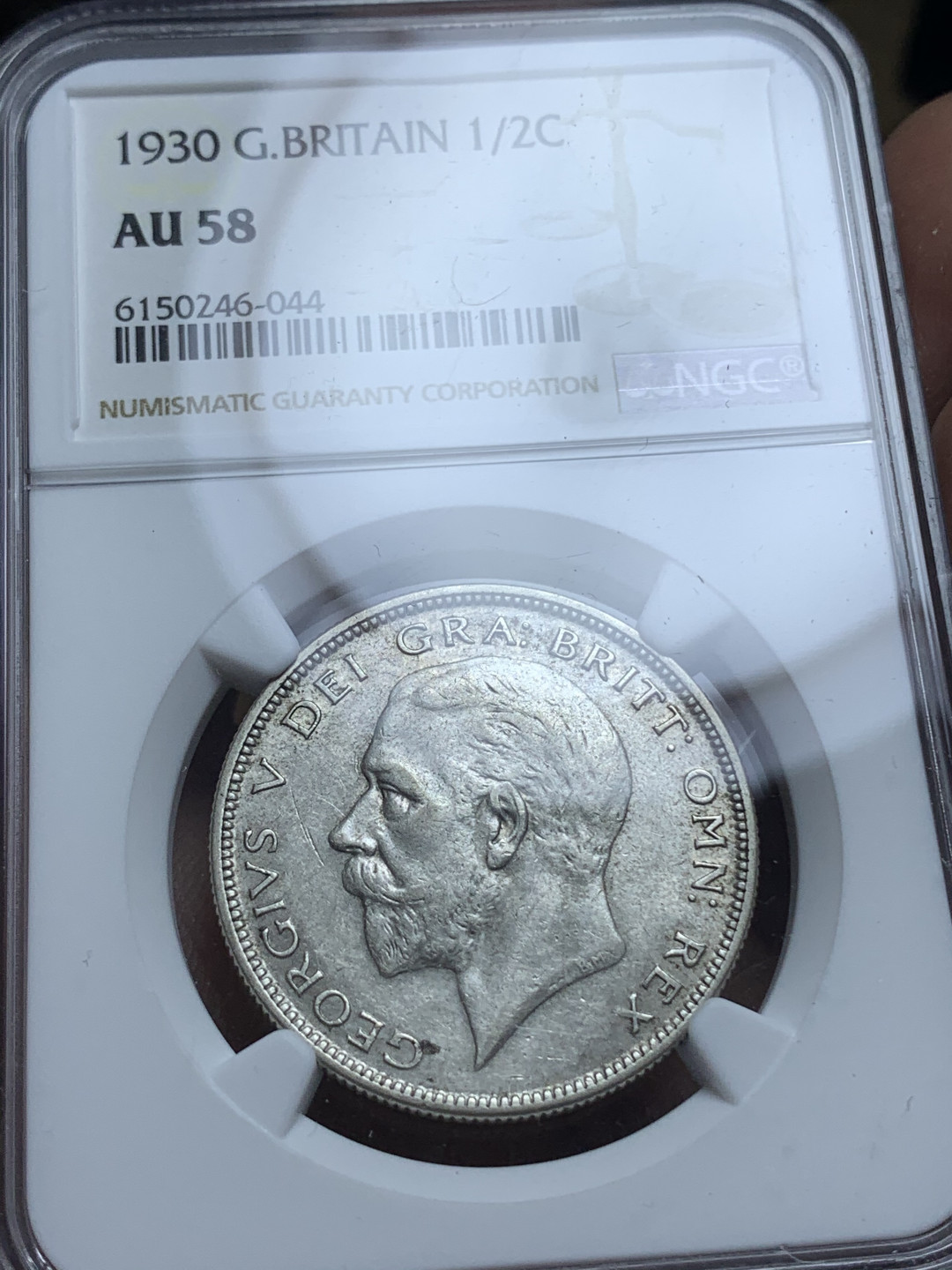 《竞宝斋》钱币微拍-第4场（0佣金包邮） NGC-AU58 英国 乔五1930年 1/2克朗 银币