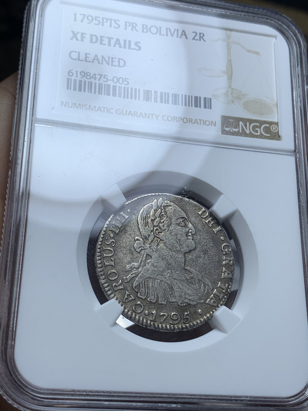 《竞宝斋》钱币微拍-第4场（0佣金包邮） NGC评级 玻利维亚 卡四 1795年 2R 银币