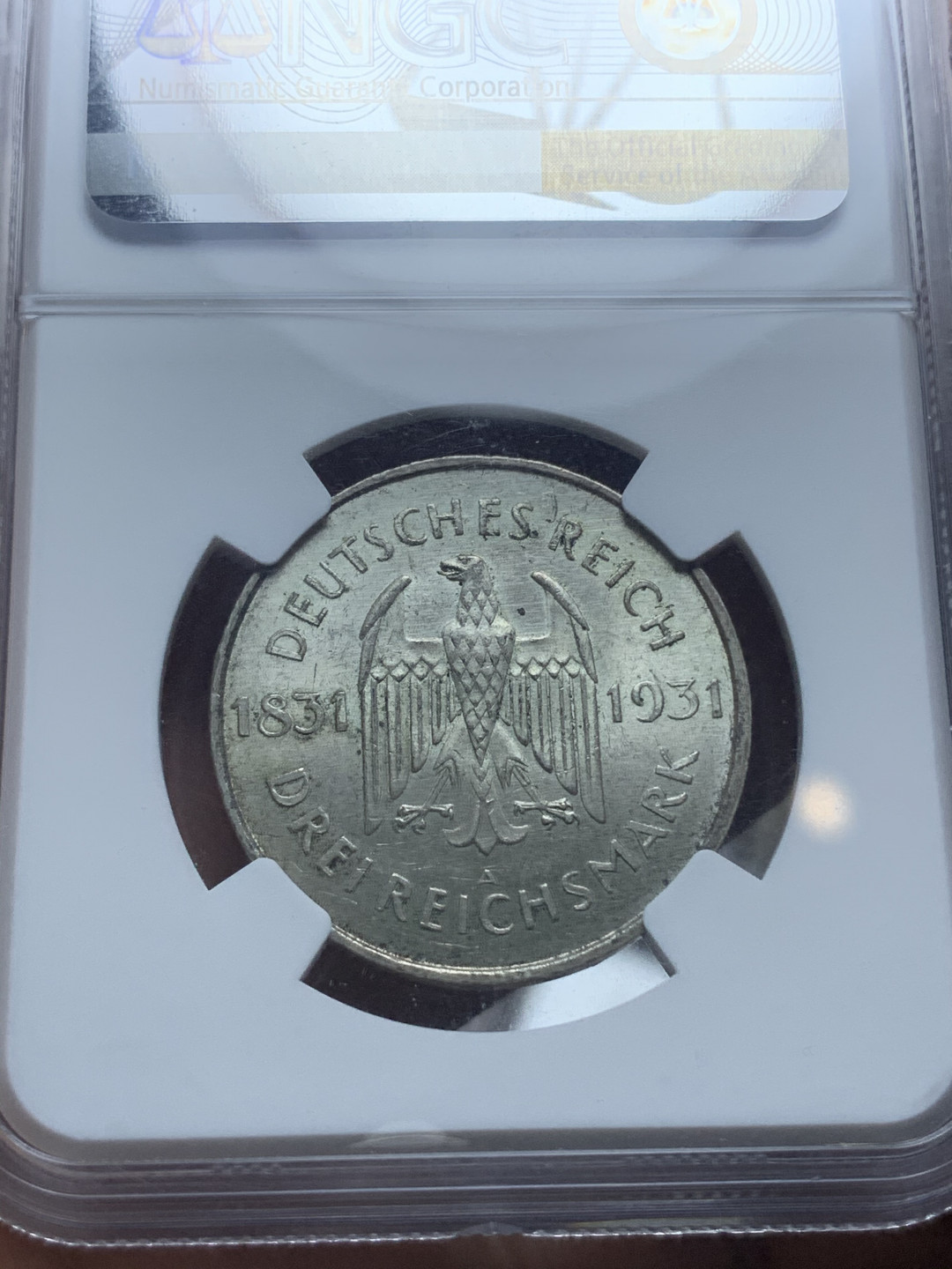 《竞宝斋》钱币微拍-第4场（0佣金包邮） NGC-MS63 德国魏玛 1931年 冯施泰因男爵 3马克 银币 稀少
