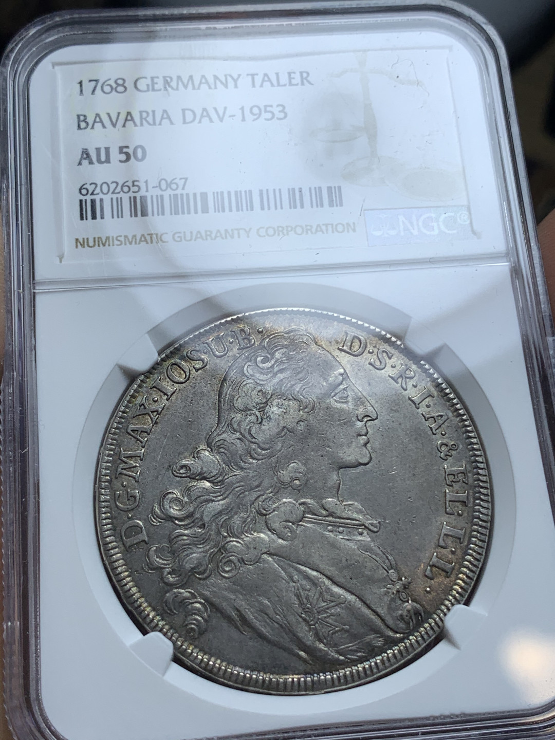 《竞宝斋》钱币微拍-第4场（0佣金包邮） NGC-AU50德国巴伐利亚1768年 圣母抱婴 原味老包浆泰勒 银币
