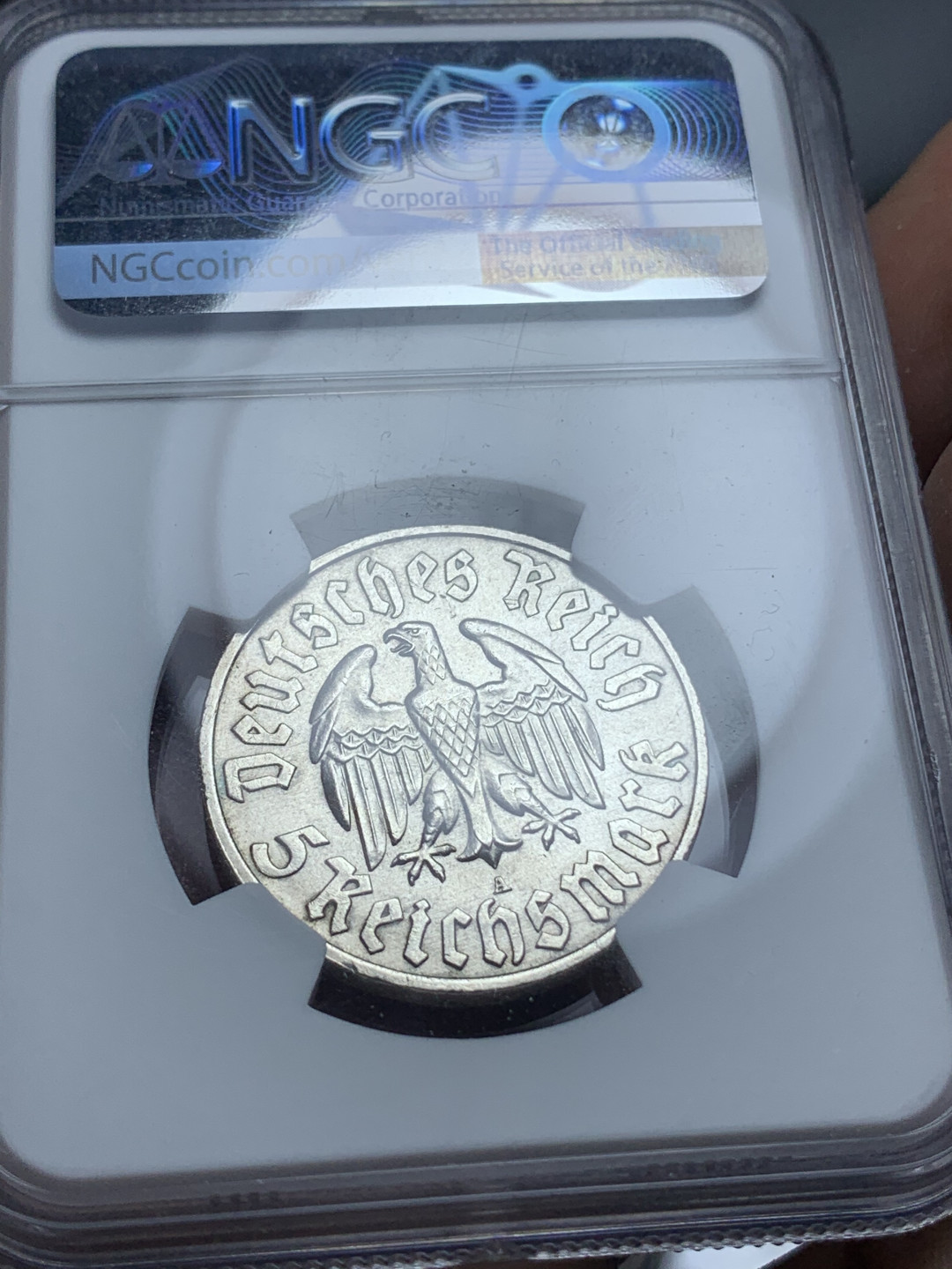 《竞宝斋》钱币微拍-第4场（0佣金包邮） NGC-MS64 德国 1933年 马丁路德 5马克 银币 收藏级品相
