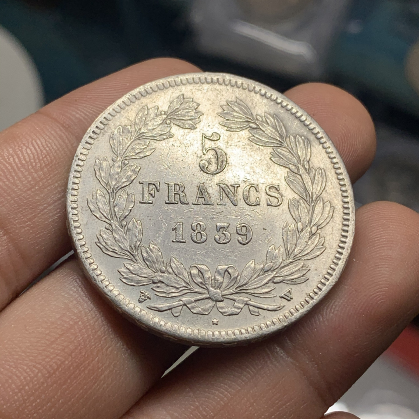 《竞宝斋》钱币微拍-第4场（0佣金包邮） 法国1839年-W 菲利普 5法郎 银币 难得好品 银币重量：24.7 g 直径： 37.4mm