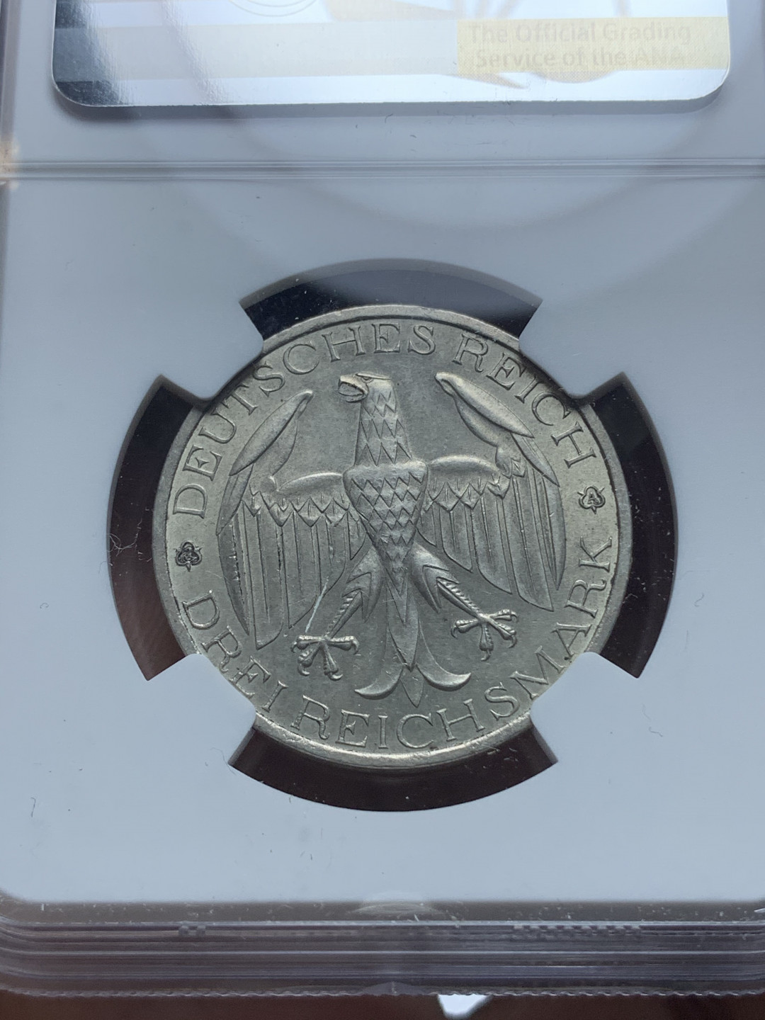 《竞宝斋》钱币微拍-第4场（0佣金包邮） NGC-MS63 德国魏玛共和国普鲁士同盟 1929年 3马克 银币