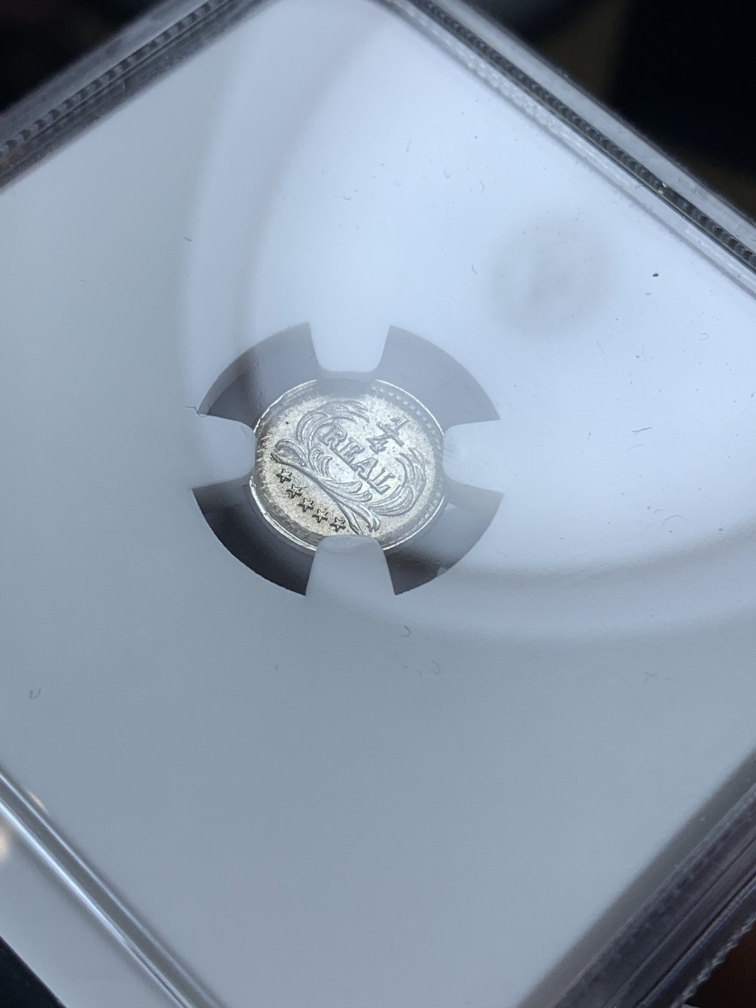 《竞宝斋》钱币微拍-第4场（0佣金包邮） NGC-MS63 危地马拉 1889年 1/4R 五星版 银币 收藏级品相