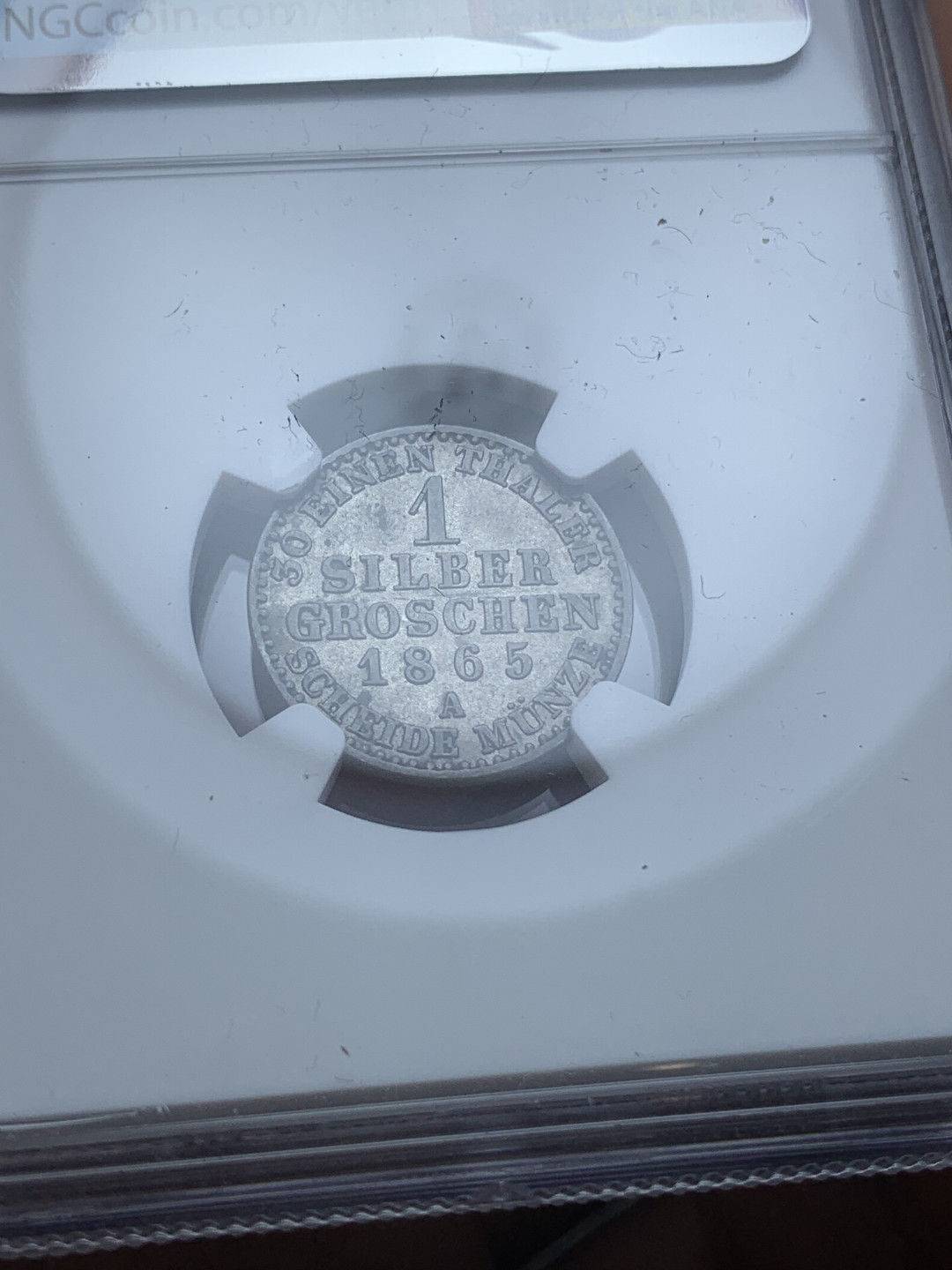 《竞宝斋》钱币微拍-第4场（0佣金包邮） NGC-AU50 德国普鲁士威廉一世 1865年 1G 银币