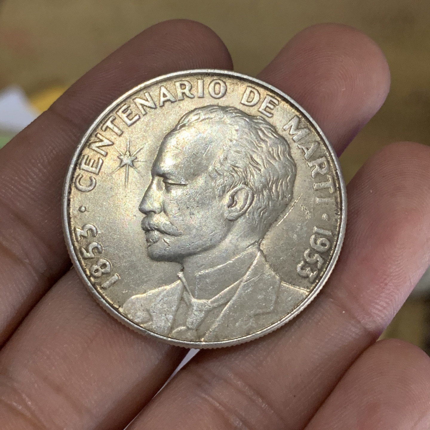 《竞宝斋》钱币微拍-第4场（0佣金包邮） 古巴1953年 马丁 原光 银币重量：26.7 g 直径：38.1 mm