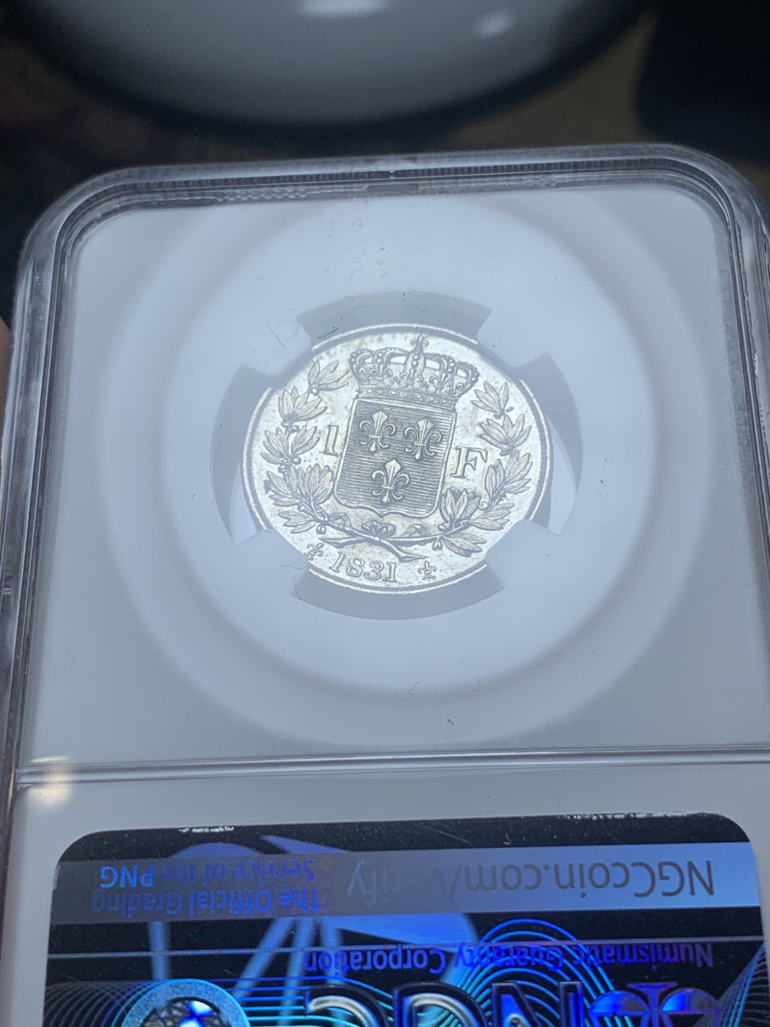 《竞宝斋》钱币微拍-第4场（0佣金包邮） NGC-UNC 法国 1831年 亨利五世 1法郎 银币 稀少品种