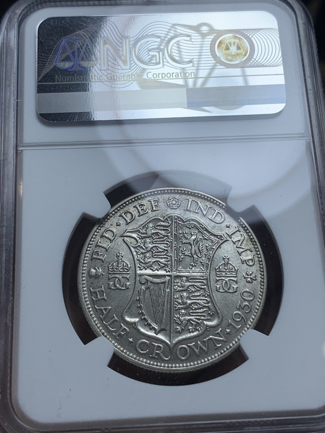 《竞宝斋》钱币微拍-第4场（0佣金包邮） NGC-AU58 英国 乔五1930年 1/2克朗 银币