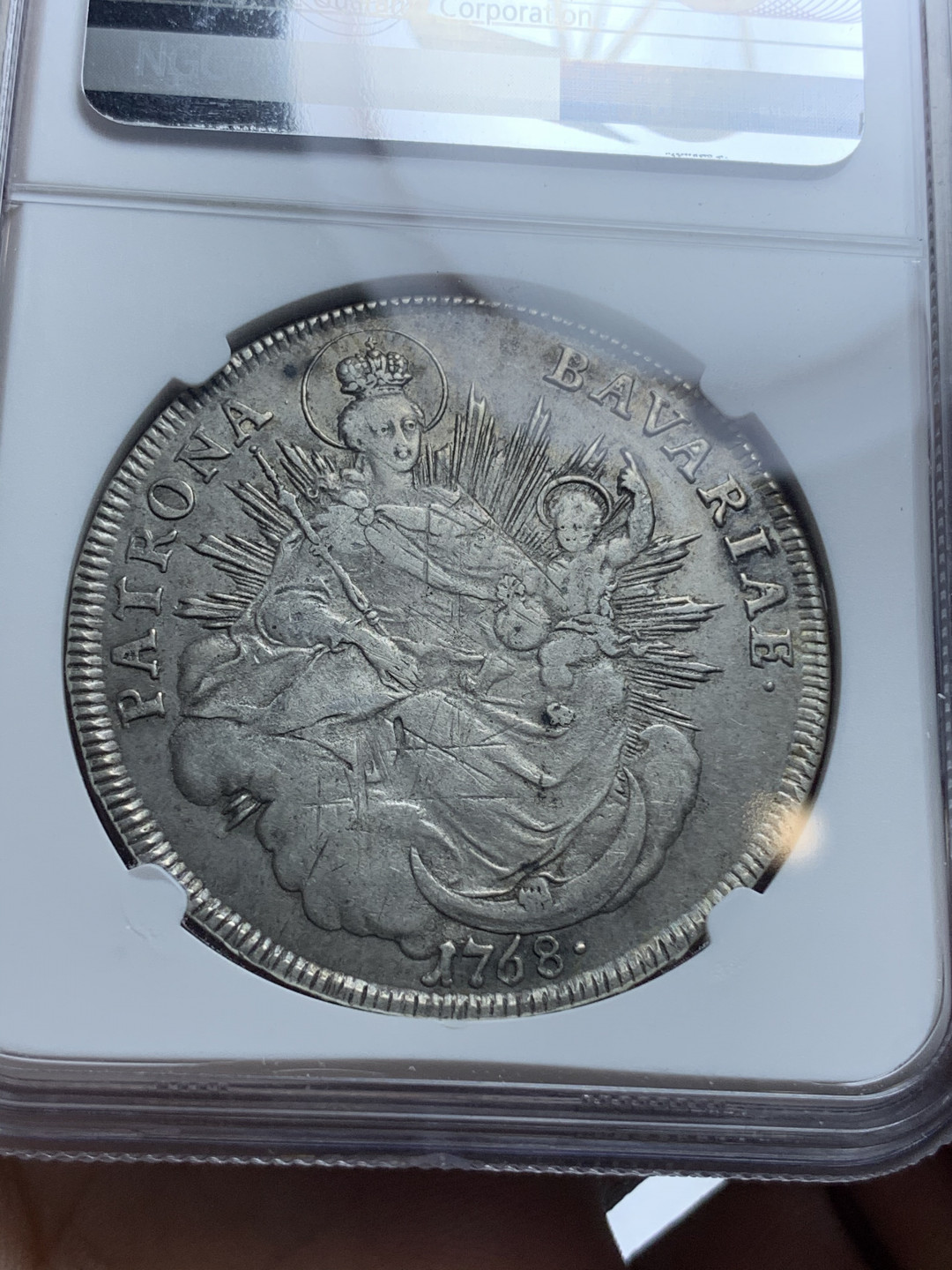 《竞宝斋》钱币微拍-第4场（0佣金包邮） NGC-AU50德国巴伐利亚1768年 圣母抱婴 原味老包浆泰勒 银币