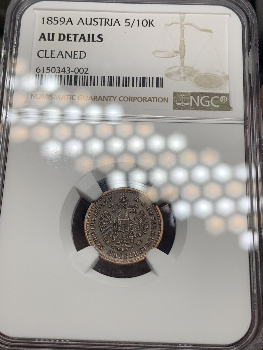 《竞宝斋》钱币微拍-第4场（0佣金包邮） 1859奥匈帝国弗朗茨一世5/10克洛泽