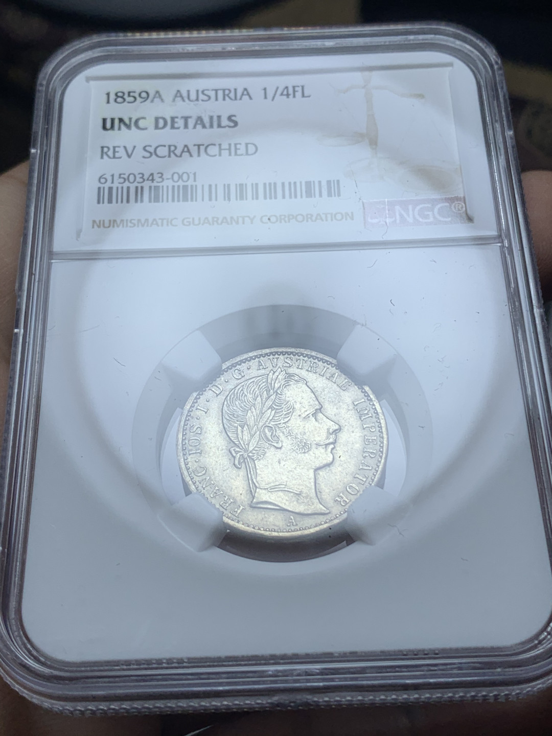 《竞宝斋》钱币微拍-第4场（0佣金包邮） 1859奥匈帝国弗朗茨一世1/4弗洛林银币